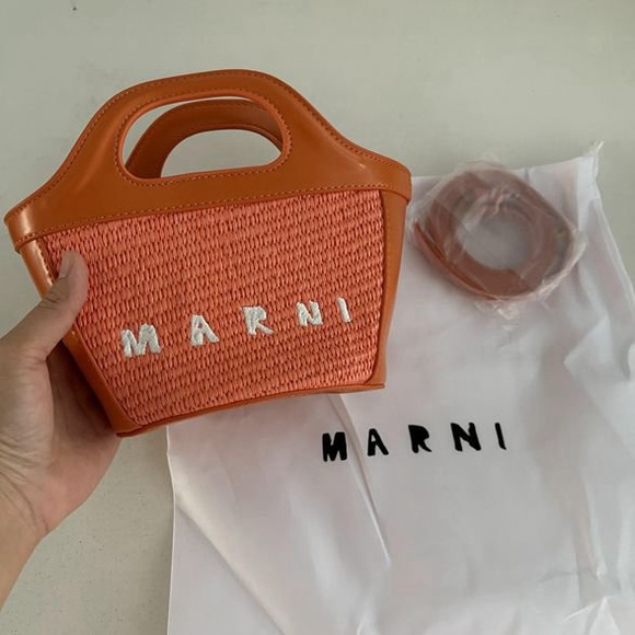 Marni Orange Woven Women's Bag 15x13cm - Picture 1 of 6
